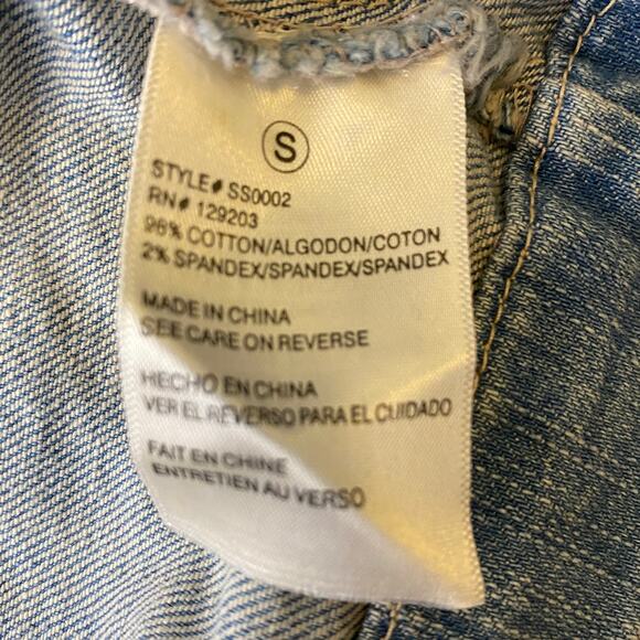 RTB Real Tough B itch Denim Jacket SMALL Biker Babe Blue Jean Embroidered Bling - Picture 10 of 11